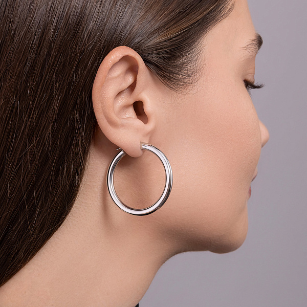 Серьги-кольца из белого золота (арт. 100908/35б) – изображение 2