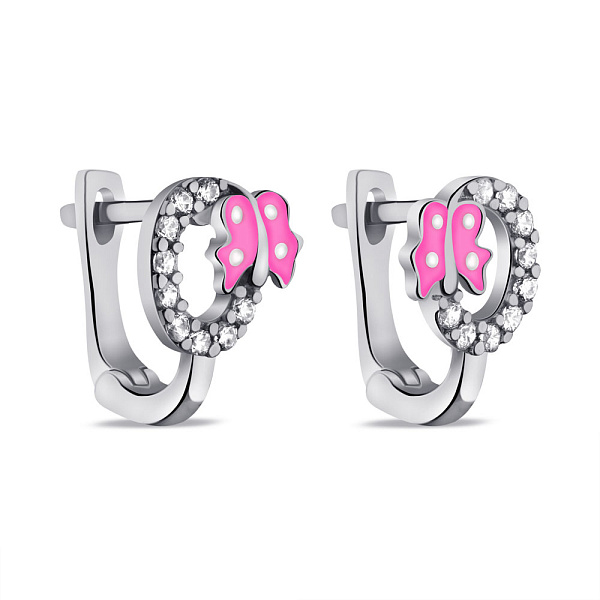 Серебряные детские серьги Бабочка с фианитами (арт. 7502/3098ерб) – изображение 1