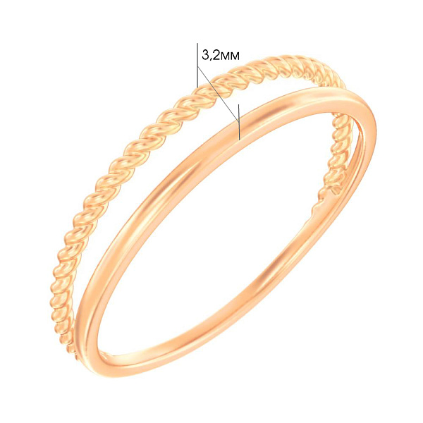 Подвійна каблучка з червоного золота (арт. 140954) – зображення 4