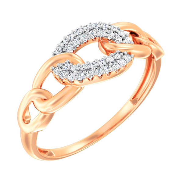 Каблучка "Ланки" з червоного золота з фіанітами  (арт. 141191) – зображення 1