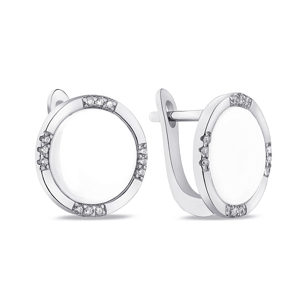 Серьги из серебра с белым ониксом (арт. 7502/4916об) – изображение 1