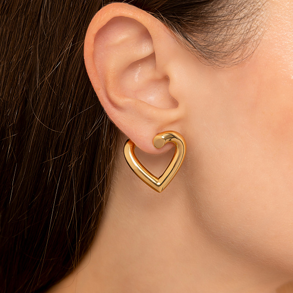 Золотые серьги Francelli Сердце без камней (арт. е1091987/20ж) – изображение 3