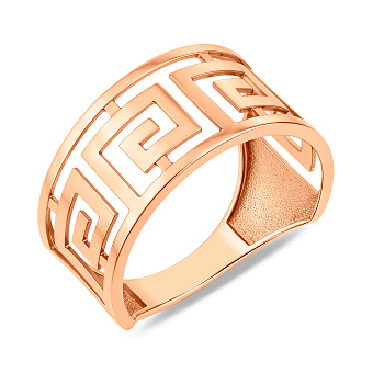 Фото Кольцо Олимпия из красного золота с греческим орнаментом (арт. 141184)