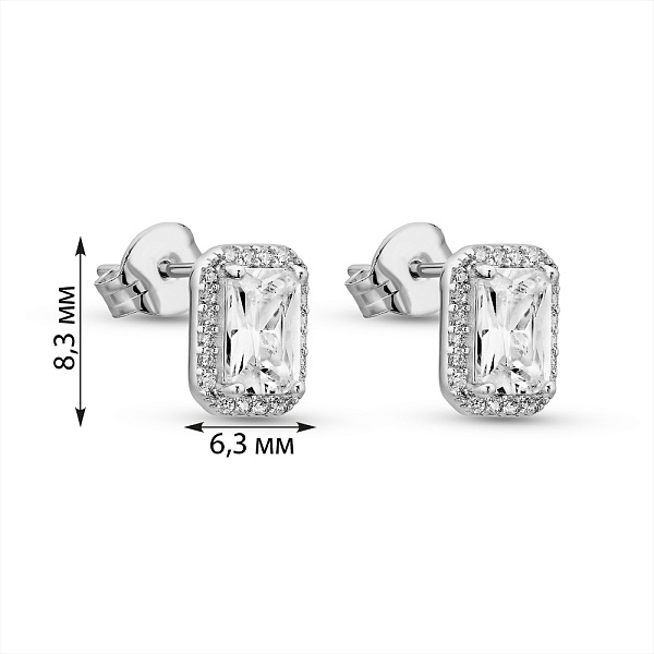 Серебряные пусеты с фианитами (арт. 7518/7113) – изображение 2