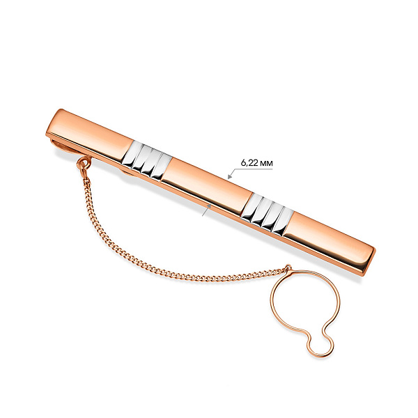 Затискач для краватки з червоного золота з родіюванням (арт. 200065р) – зображення 2