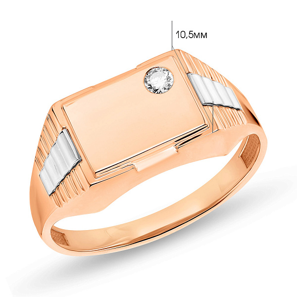 Золотая печатка с бриллиантом (арт. К170043005) – изображение 3