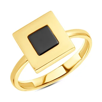 Золотое кольцо «Квадрат» с ониксом (арт. 154754жо)