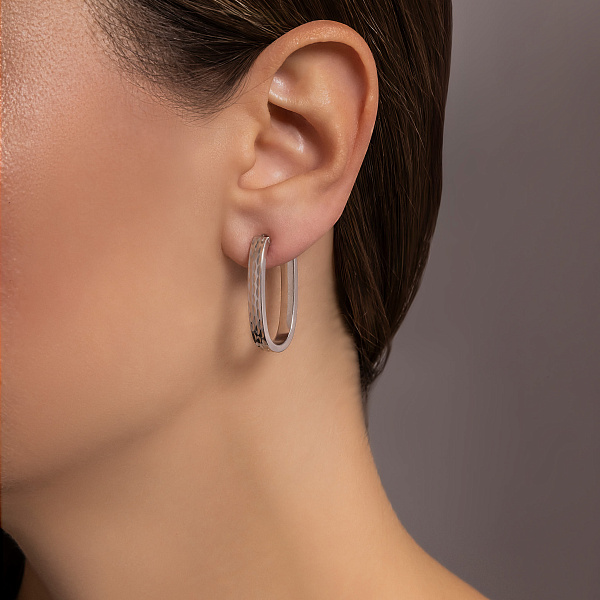 Серьги-кольца из белого золота (арт. 1091570/30б) – изображение 2