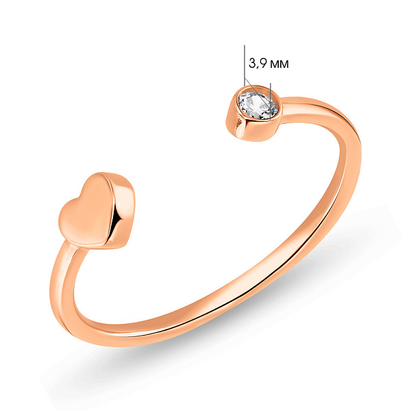 Незамкнутое кольцо из красного золота с сердечком (арт. 155559) – изображение 6