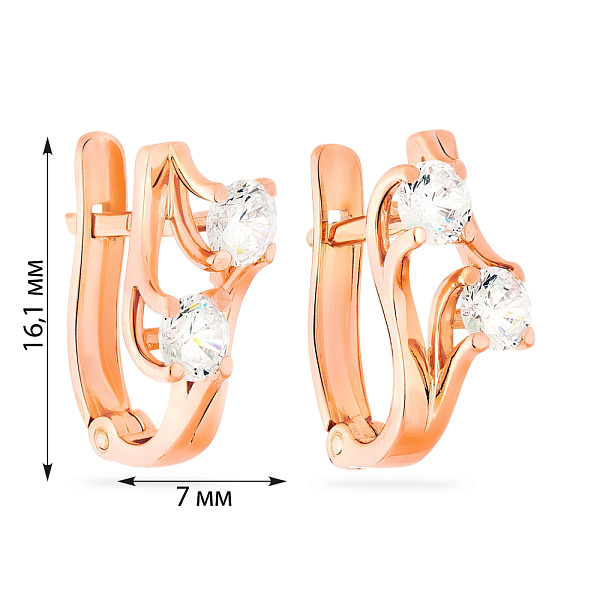 Золотые серьги с фианитами (арт. 110212) – изображение 2