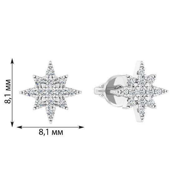 Серьги-пусеты из белого золота Звезды с бриллиантами  (арт. Т011529015б) – изображение 5