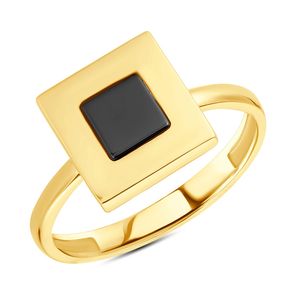 Золота каблучка «Квадрат» з оніксом (арт. 154754жо) – зображення 1
