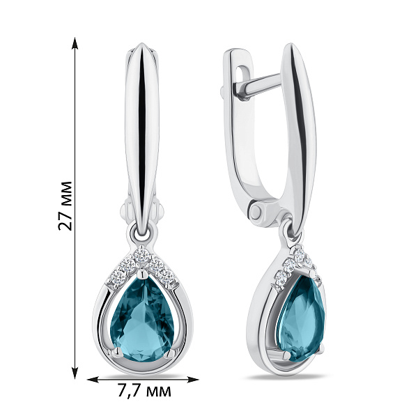 Серебряные серьги с топазом и фианитами (арт. 7502/2188582Пл) – изображение 2