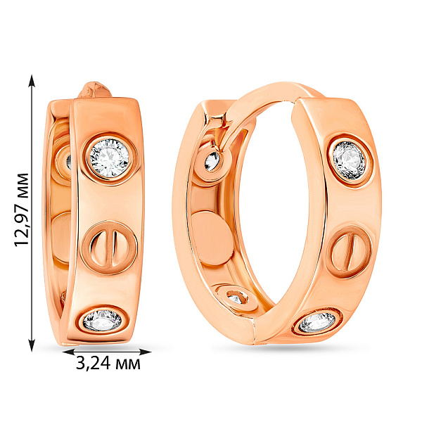 Сережки-кільця з червоного золота (арт. 106110/10) – зображення 3