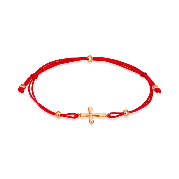Браслет на нити «Крестик» с золотыми вставками (арт. 324580) – изображение 1