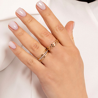 Фото Золота каблучка з фіанітами Синергія (арт. 141136)