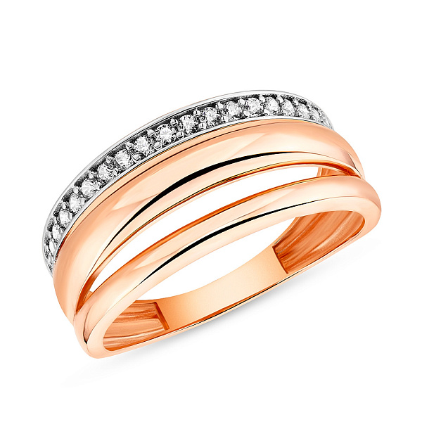 Кольцо с фианитами из красного золота (арт. 155129) – изображение 1