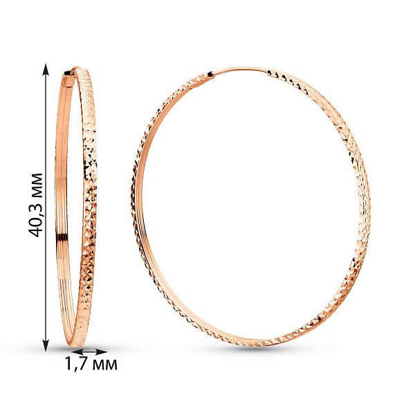 Золотые серьги-кольца с алмазной насечкой (арт. 1091814/40) – изображение 2
