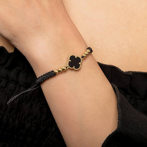 Браслет на нити с ониксом и золотыми вставками (арт. 340102жчо) – изображение 2