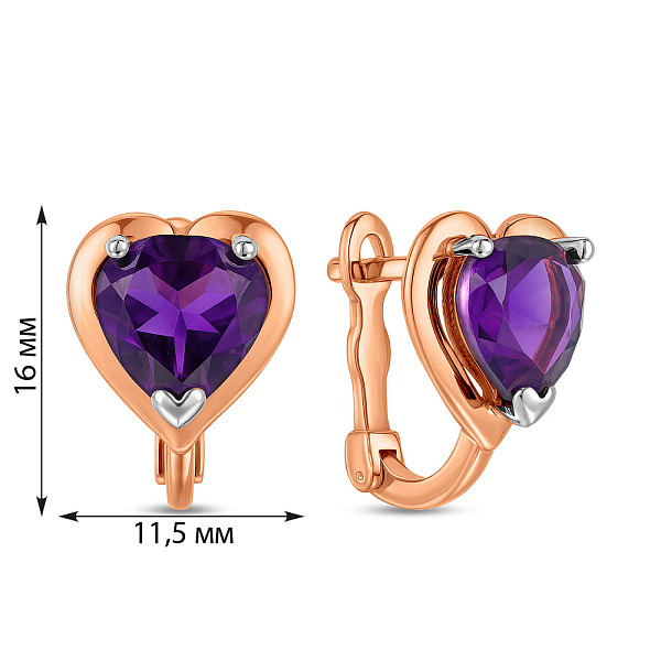 Золотые серьги с аметистом (арт. 104096а) – изображение 2