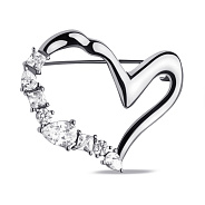 Срібна брошка Серце з фіанітами (арт. 7505/228)