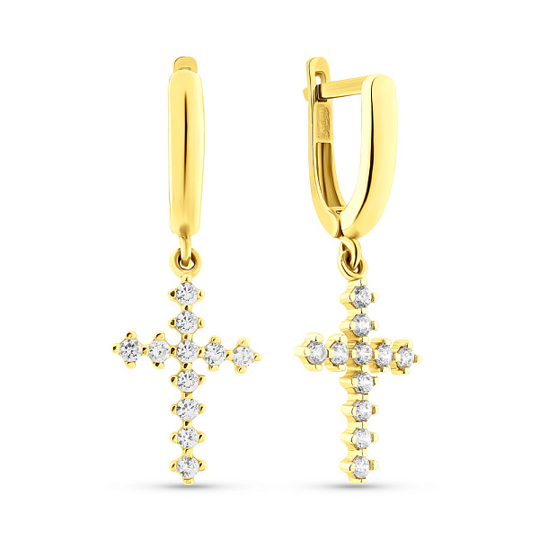 Серьги из желтого золота с фианитами (арт. 104585ж) – изображение 1