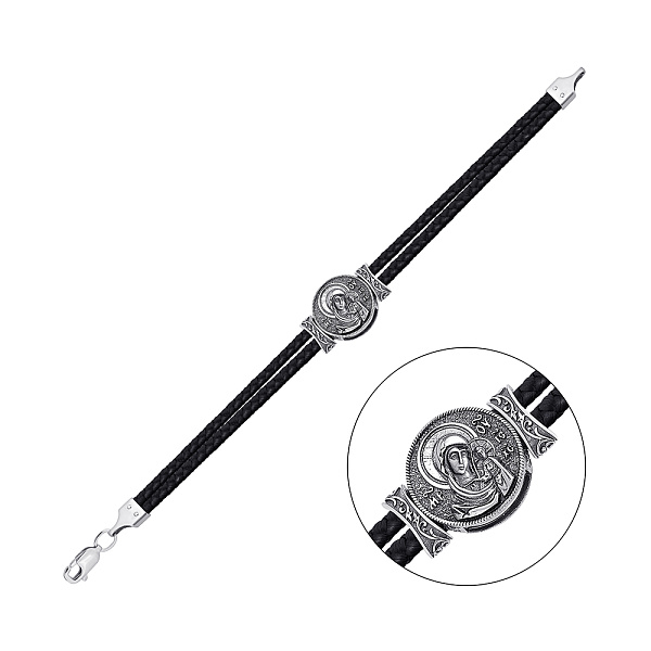 Срібний браслет із шовковою ниткою (арт. 7309/1157брю) – зображення 1