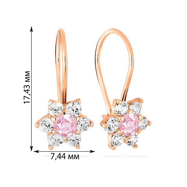 Дитячі золоті сережки Квіточки з фіанітами (арт. 110142р) – зображення 2