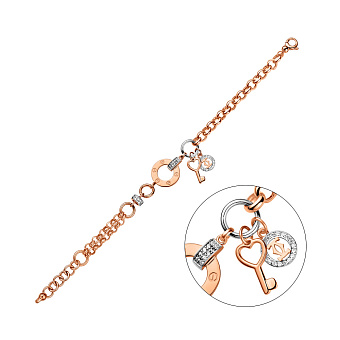 Браслет з червоного і білого золота з фіанітами (арт. 325803кбП2)