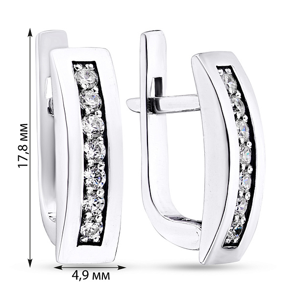 Серебряные серьги с фианитами (арт. 7902/5714-ч) – изображение 2
