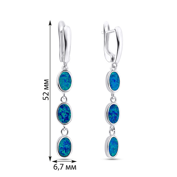 Серебряные серьги подвески с опалом (арт. 7502/3314Пос) – изображение 2