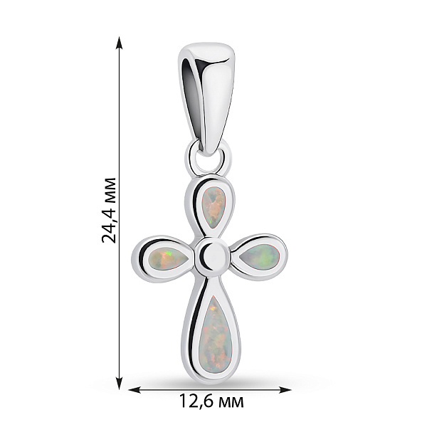 Серебряный кулон Крестик с опалом (арт. 7503/4417Поб) – изображение 2
