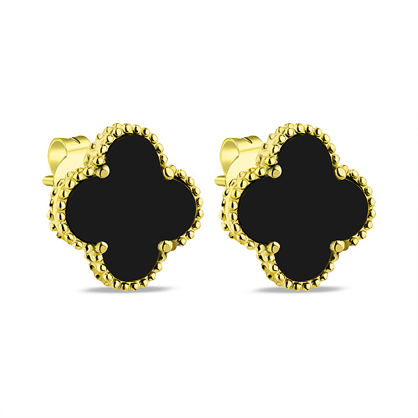 Серебряные серьги-пусеты Клевер (арт. 7518/5645/15жо) – изображение 1