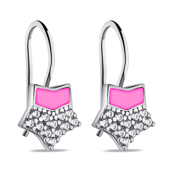 Серебряные детские серьги Звездочки с фианитами (арт. 7502/9758ер) – изображение 1