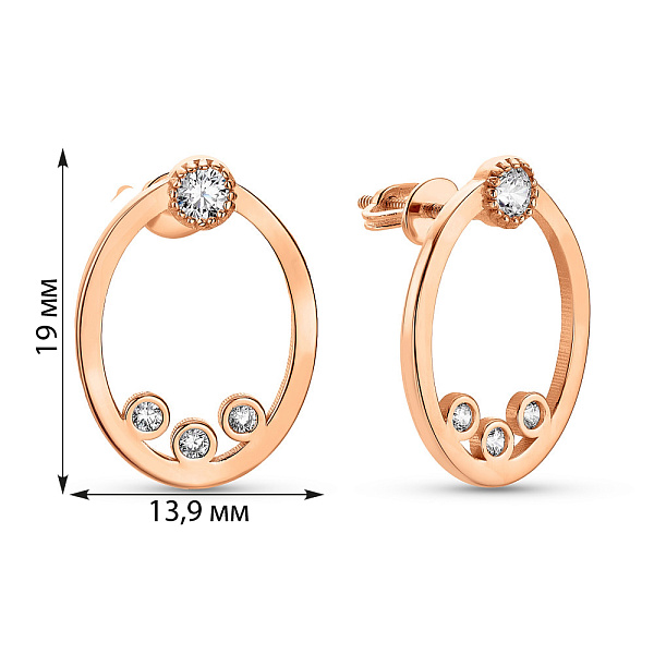 Золоті пусети з фіанітами (арт. 109446) – зображення 2