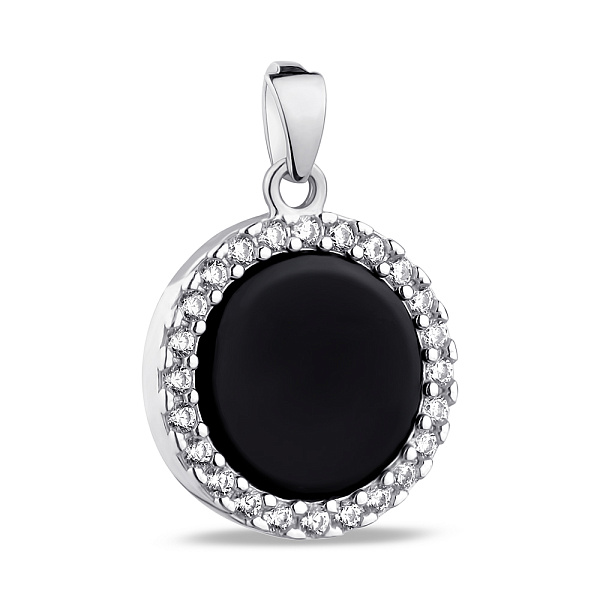 Серебряный кулон с ониксом и фианитами (арт. 7503/А223опю) – изображение 1