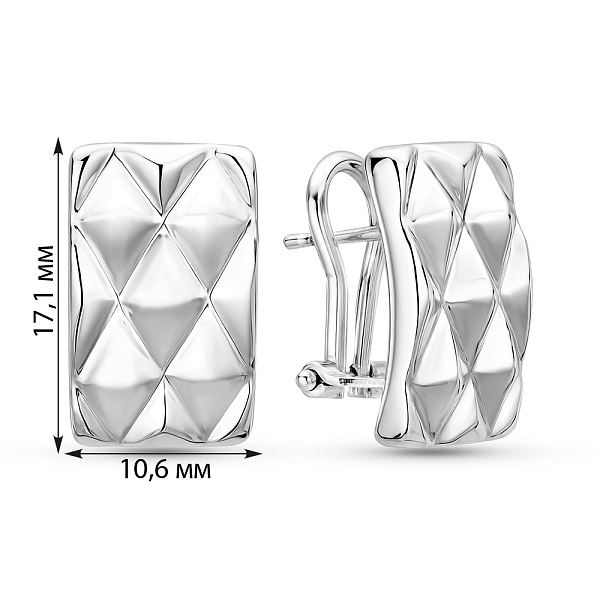 Серьги из белого золота без камней Francelli (арт. 1091880б) – изображение 3