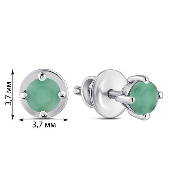 Серебряные пусеты с изумрудами (арт. 7518/2193630Изм) – изображение 2