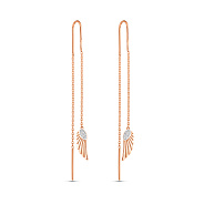 Фото Сережки-протяжки з червоного золота (арт. 1101052)