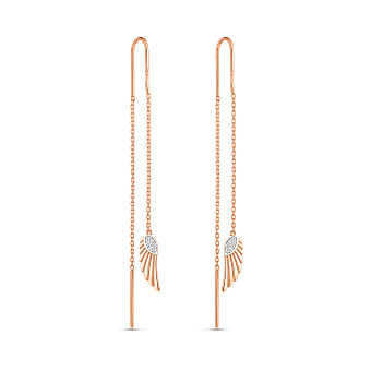 Фото Сережки-протяжки из красного золота (арт. 1101052)