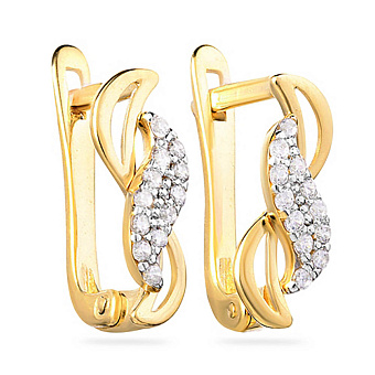 Фото Золотые серьги в желтом цвете металла с фианитами (арт. 110321ж)