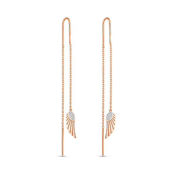 Сережки-протяжки з червоного золота (арт. 1101052) – зображення 1