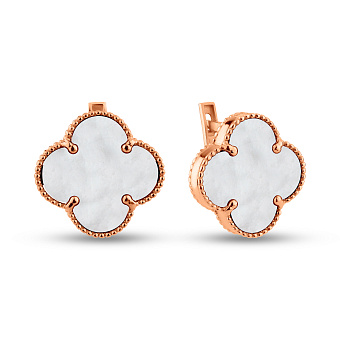 Фото Сережки з червоного золота з перламутром (арт. 106087/15п)