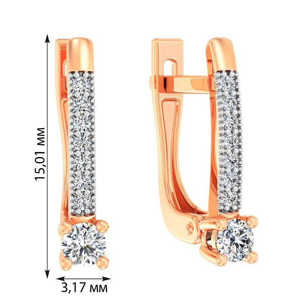 Серьги из красного золота с бриллиантами (арт. С011182020) – изображение 3
