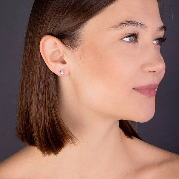 Пусеты из белого золота с бриллиантами  (арт. С341367030б) – изображение 2