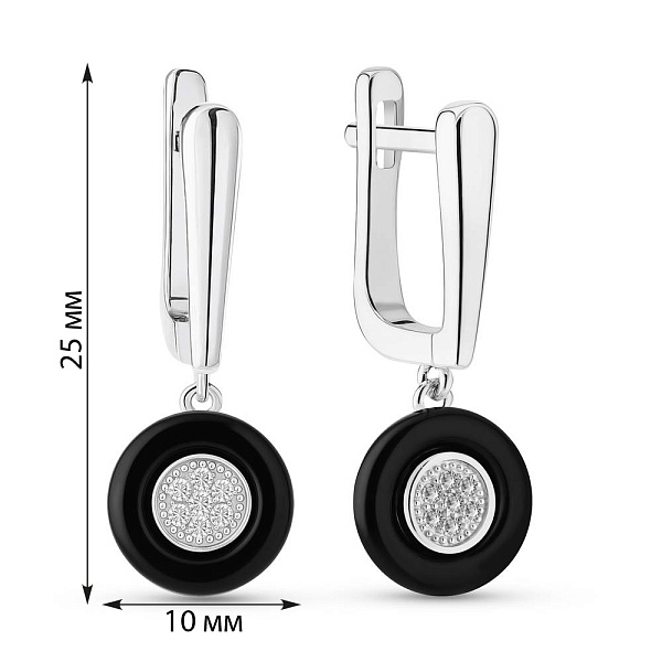 Серебряные серьги с керамикой и фианитами (арт. 7502/1154397кмч) – изображение 2