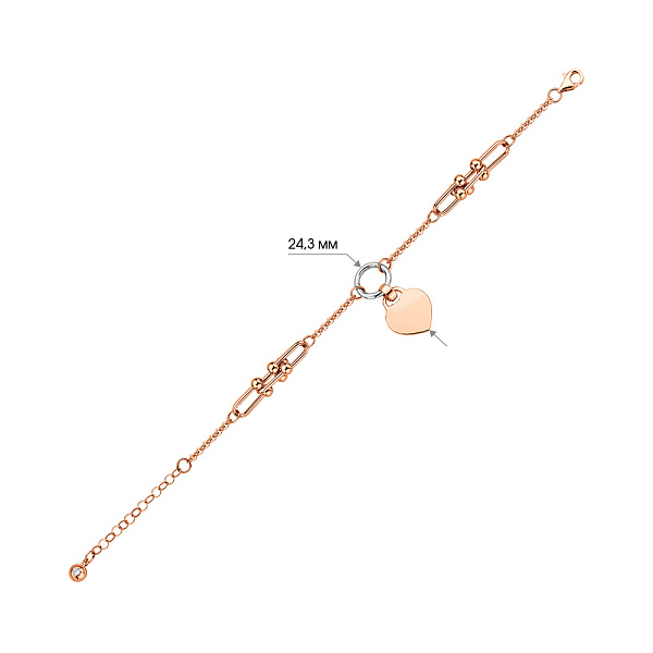 Браслет из красного и белого золота с подвеской (арт. 326358кб) – изображение 5