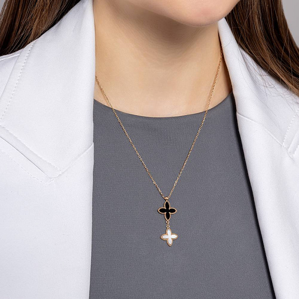 Кольє з золота з оніксом і перламутром (арт. 352779оп) – зображення 3