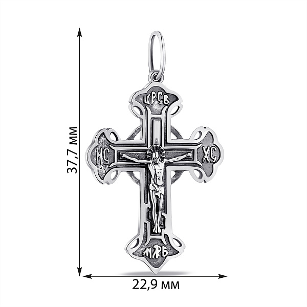 Срібний хрестик з розп'яттям та з чорнінням (арт. 7904/0784.10) – зображення 2