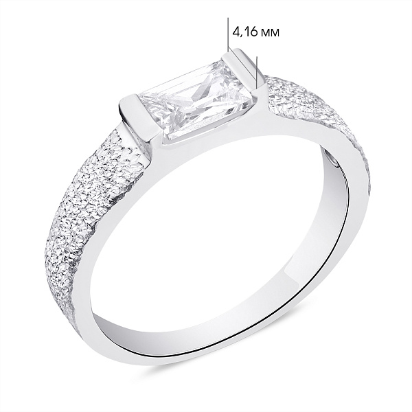 Серебряное кольцо с одним фианитом (арт. 7501/К2Ф/900-17,5) – изображение 2